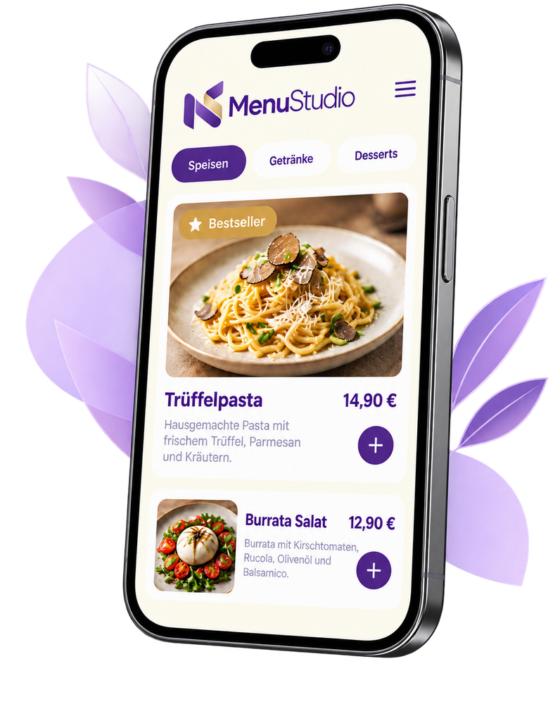 MenuStudio Gästekarte auf dem Smartphone